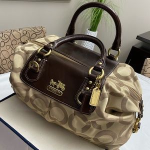 Beige and Brown satchel coach ones use
